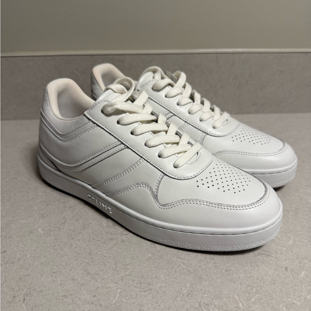 BNWT AUTH CELINE TRAINER LOW LACE-UP SNEAKER IN CALFSKIN OPTIC WHITE, SIZE 38